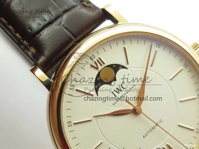 MIROTIME 0415 Stylish Portofino IW459402 RG MKS 1:1 Best Edition White Dial on Brown Leather Strap Miyota 7084
